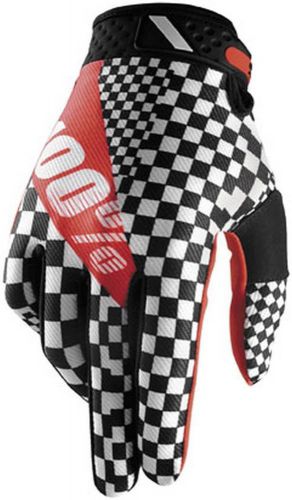 100% ridefit adult mx gloves, legend(checkered flag/red),small/sm, #10001-083-10