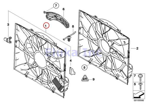 Bmw genuine cooling fan assembly with shroud e60 e63 e64