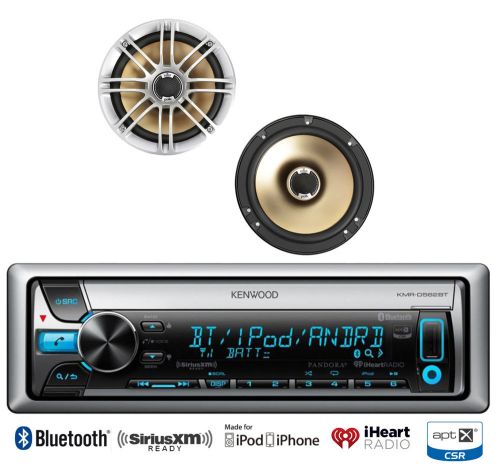 Kmrd765bt marine ipod bluetooth  usb cd receiver, 2 polk 6.5&#034; marine speaker set
