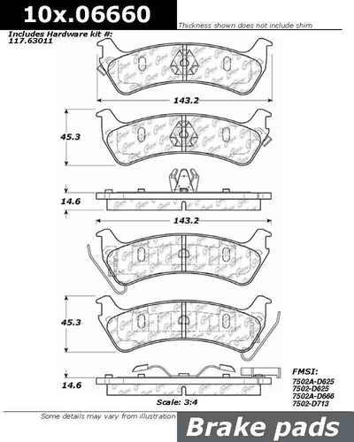 Centric 105.06660 brake pad or shoe, rear-posi-quiet ceramic w/shims & hardware