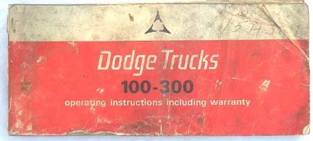 1968 dodge truck owners manual 100 - 300 models original mopar