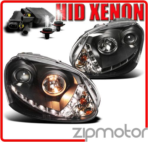 2006-2009 vw golf gti r32 jetta rabbit drl led black projector headlights+hid 6k