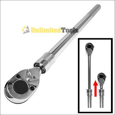 3/4" 24t extendable ratchet handle cr-v 24" to 39-3/4" chrome vanadium durable