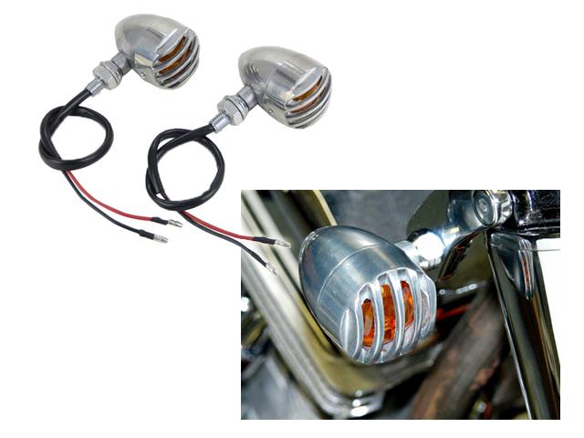 Robber chrome finned grill amber turn signal for kawasaki vn suzuki boulevard