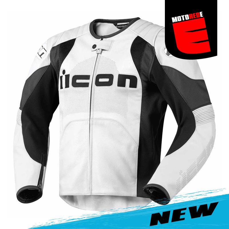 Icon overlord prime motorcycle street leather jacket white black small sm s