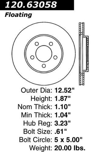 Centric 120.63058 front brake rotor/disc-premium rotor-preferred