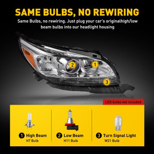 Fit 2013-2015 chevy malibu lt ltz passenger side projector headlight replacement