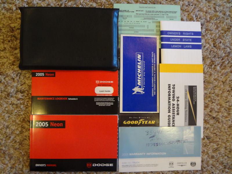 2005 05 dodge neon owners manual set & case - maintenance logbook