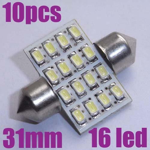 10x 31mm white 16 led car interior light dome bulb lamp