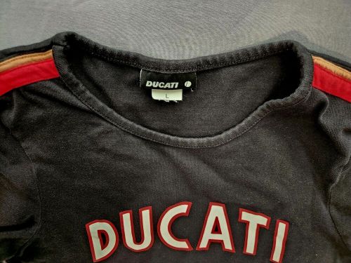 Ducati corse patch logo t-shirt women&#039;s sz l black red white motorcycle