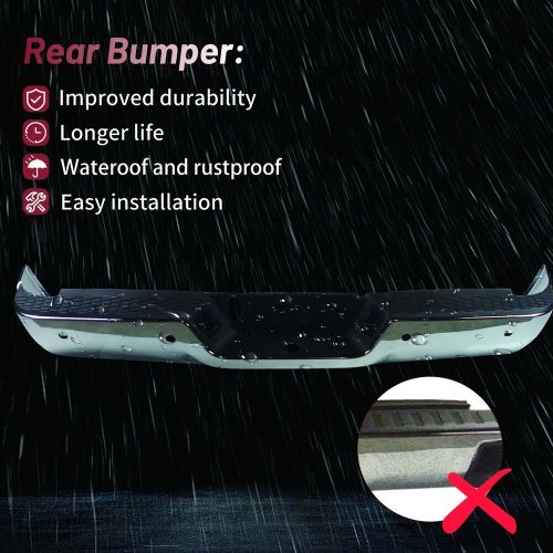 Rear step bumper for 09-18 dodge ram 1500, w/ parking sensor hole, w/o vent hole