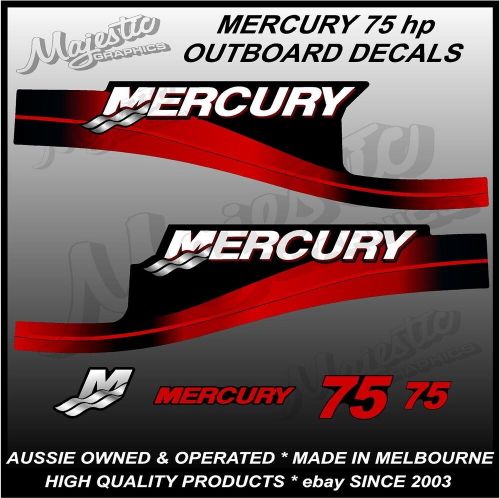 Mercury - 75 hp  - decals - red - outboard motor decals