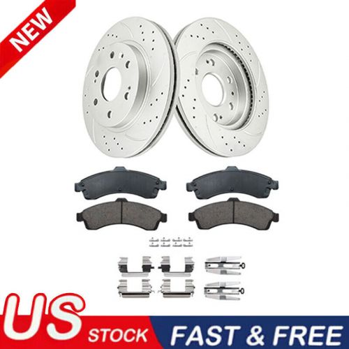 Front drilled rotors ceramic brake pads for trailblazer envoy ascender rainier