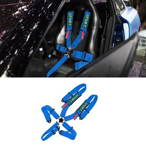 Blue 4-point adjustable racing seat belts harness safety shoulder straps