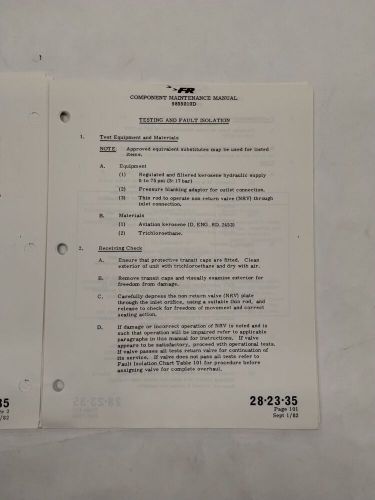 Flight refueling limited non-return valve pressure relief pn: 9855010d maint.