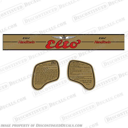 Fits evinrude 1940 elto handitwin 3hp outboard motor engine decal kit