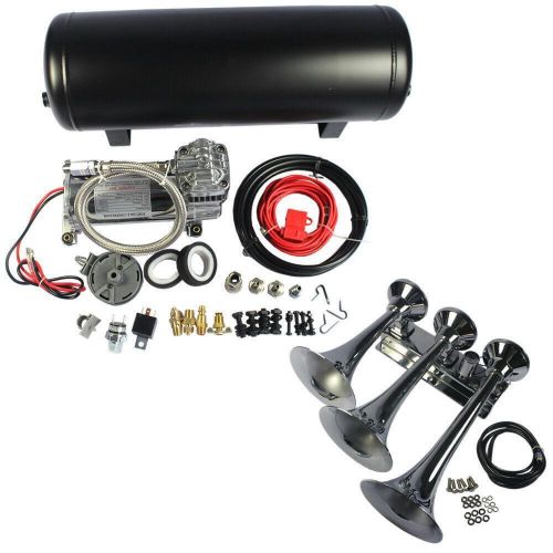 Loud 152db 3 trumpet train air horn with 3 gal tank/200psi compressor truck boat