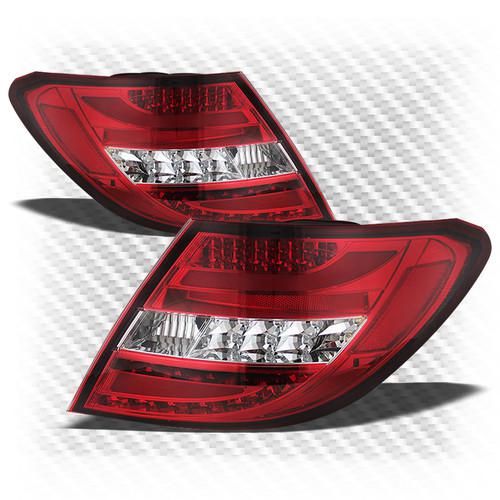 11-13 w204 c-class red clear philips-led perform tail lights rear lamps upgrade