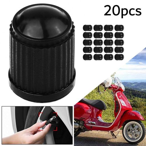 20pcs wheel-tyre tire valve stem air-dust cover screw cap car truck bike black