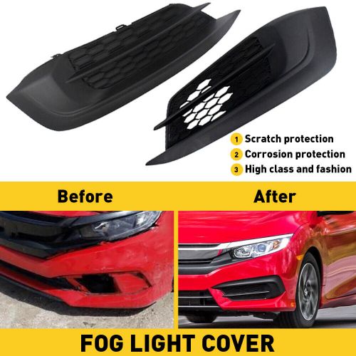 Front fog light cover set for 2016 17 18 honda civic 71108tbaa00 71103tbaa10 eou