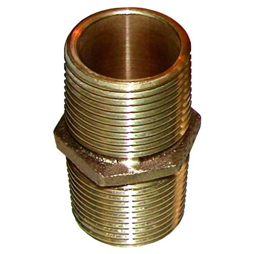 ​groco bronze pipe nipple 1-1/4&#034; npt marine fitting c83600 bronze full flow