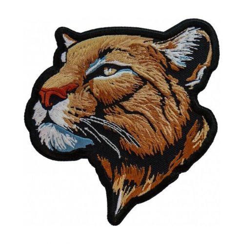 Small wild mountain lion head embroidered patch free shipping inside usa