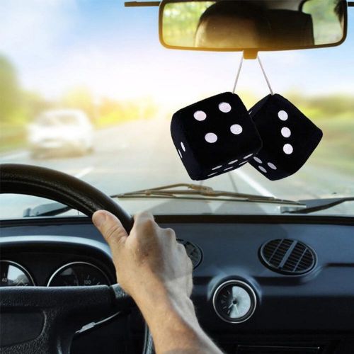 2pcs fuzzy dice dots rear view mirror hanger decor car styling accessories .hot