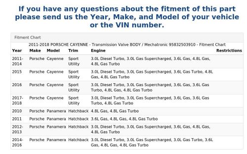 2011-2018 porsche cayenne - transmission valve body / mechatronic 95832503910