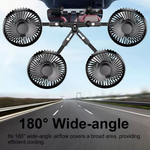 360° car rearview mirror fan 3 speeds ventilation fan air cooler adjustable usb