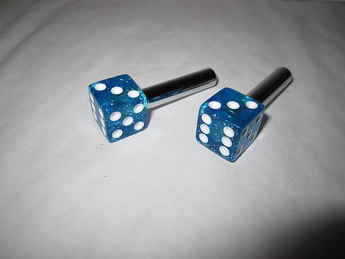 Blue glitter dice door lock knobs for any hot rat or street rod