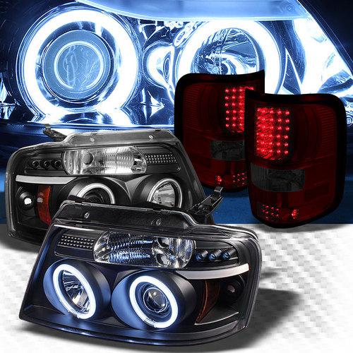 04-08 ford f150 twin ccfl halo led projector headlights+led tail head lights