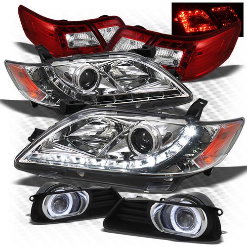 07-09 camry drl pro headlights + r/c led tail lights + halo projector fog lights