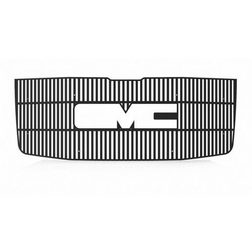 Gmc sierra hd 07-10 black vertical billet front metal grille trim cover insert