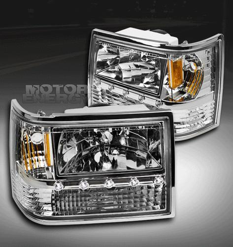 1993-1998 jeep grand cherokee led crystal chrome head lights+corner+bumper 3in1