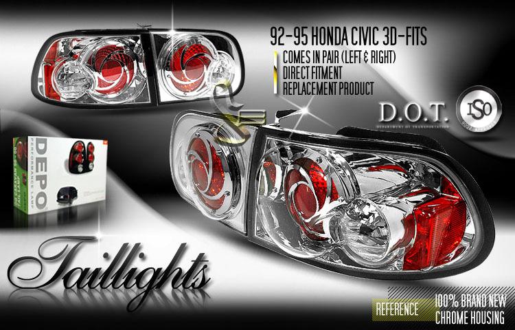 Depo pair euro style chrome altezza tail lights 92-95 93 94 honda civic 3dr