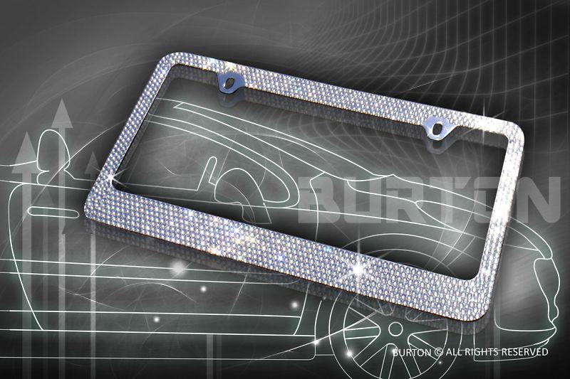 7 rows clear/white bling crystal rhineston license plate frame-c