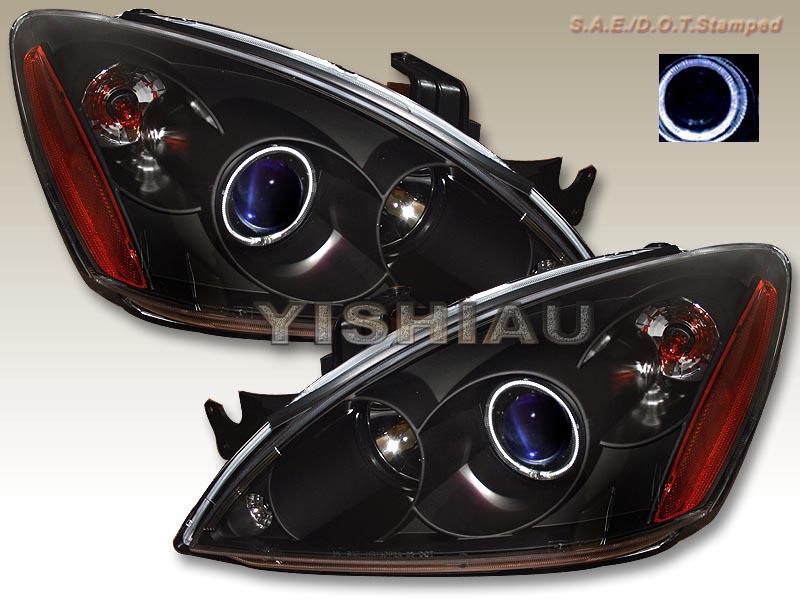 2004-2006 mitsubishi lancer black projector headlights halo ccfl head lamps