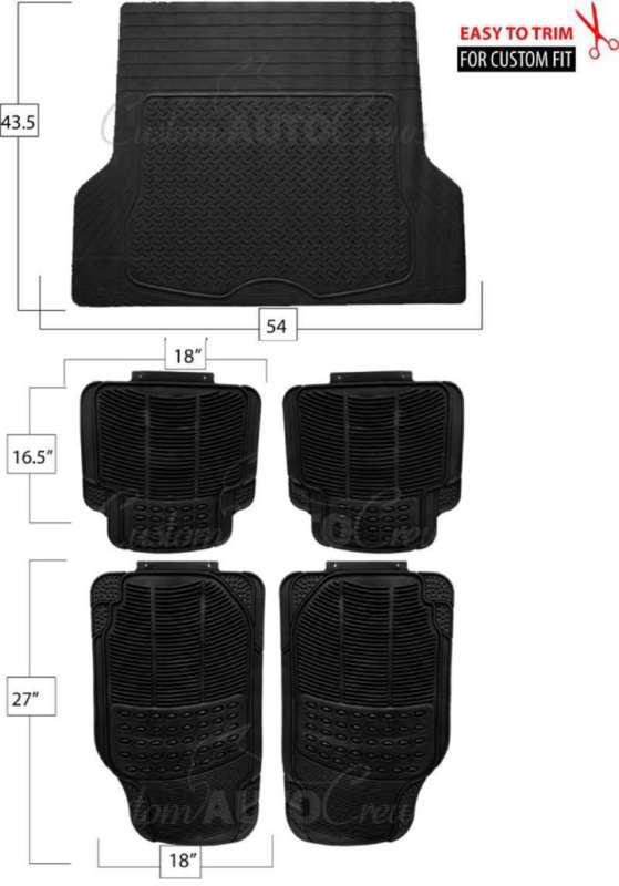 All weather heavy duty rubber car floor mat 5pc set black front rear cargo suv 