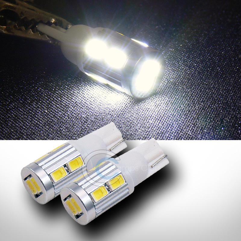 2p white t10 wedge base 10 5730 smd led interior/glove box/dome/map light bulbs