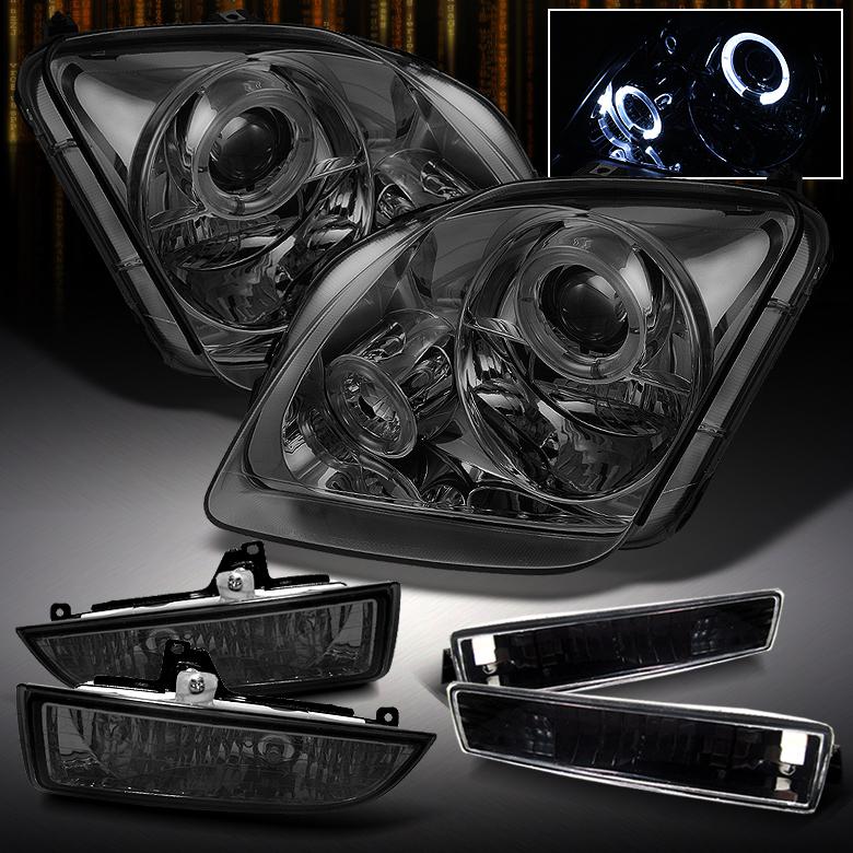 Smoke 97-01 prulude halo projector headlights+smoke fog lamp+black bumper signal