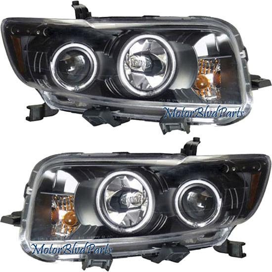 08-10 scion xb halo projector headlights headlamps black