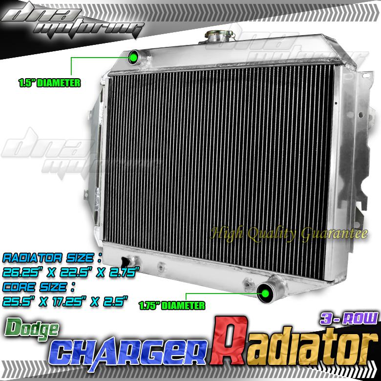 Tri core 3-row full aluminum racing cooling radiator 68-73 dodge charger/coronet