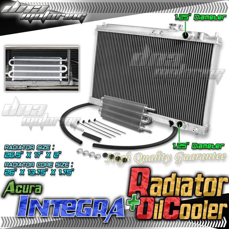 94-01 acura integra dc1-2/db at 2-row full aluminum racing radiator+oil cooler 