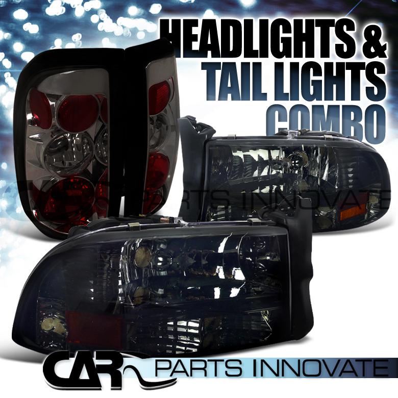 1997-2004 dodge dakota smoke crystal headlights+tinted altezza tail lamp