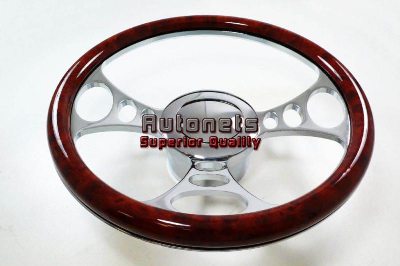 Wood veneer orbitor camaro impala hot rod steering wheel aluminum horn adapter