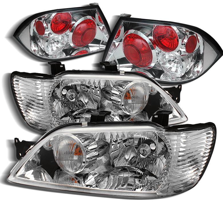 2002-2003 mitsubishi lancer headlights+tail lights pair lamp replacement upgrade