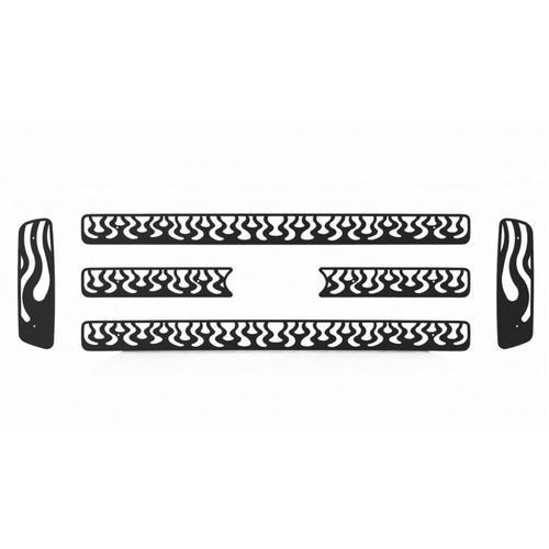 Ford superduty 05-07 horizontal flame black powdercoat aftermarket grille insert