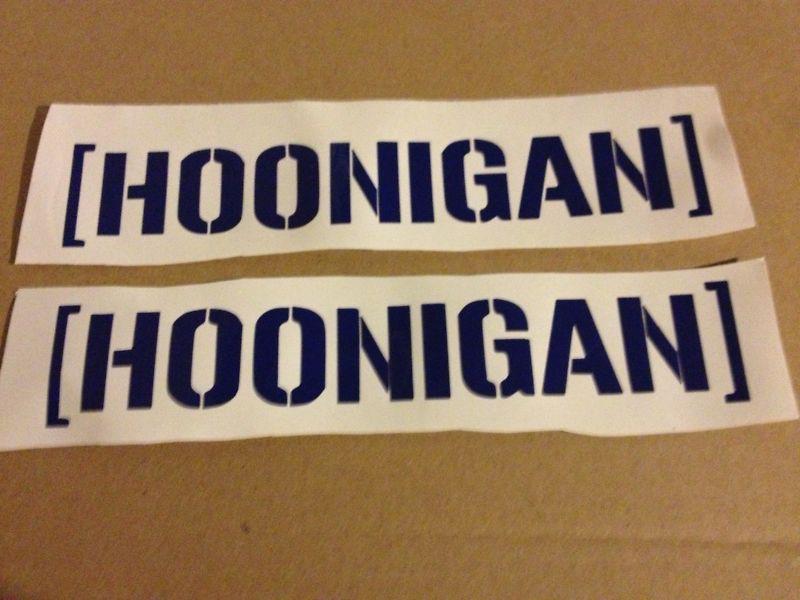 (2) 8" x 1.5" hoonigan sticker, decal drift race car choose from 12 colors!!!