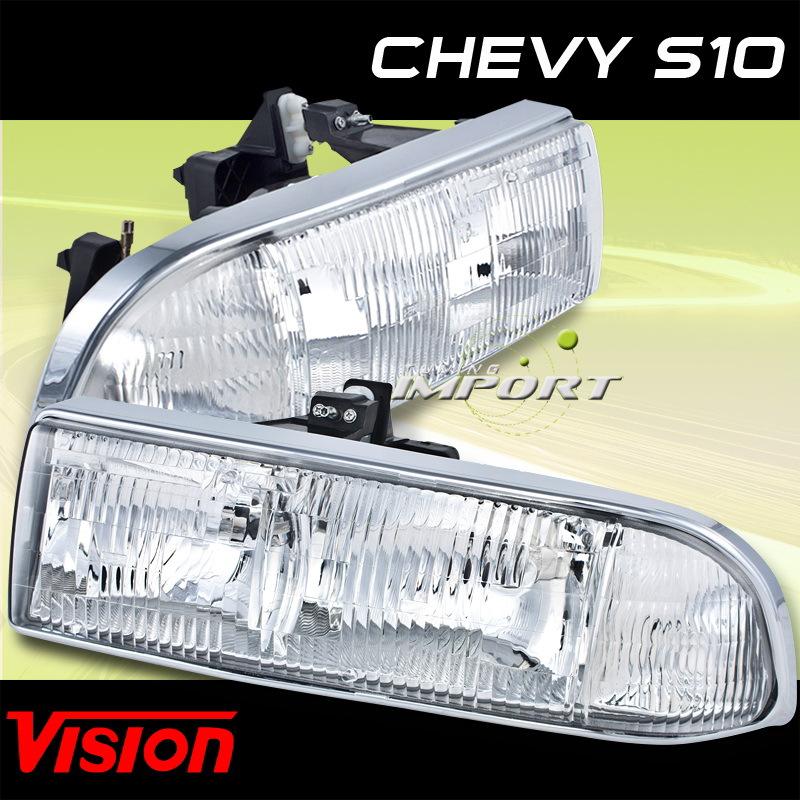 1998-2005 chevy s10 pickup blazer vision chrome headlight headlights assembly