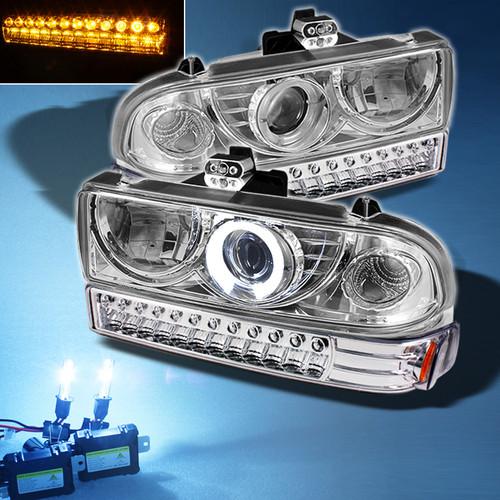 8000k slim xenon hid+ 98-04 s10 blazer halo projector headlights+full led bumper